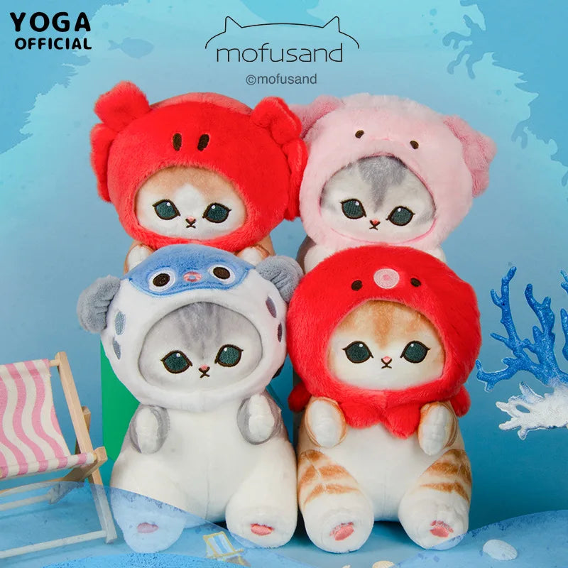 Mofusand Marine Animal Series Cat With (Octopus/Crab/Pufferfish/Axolotl) Plush Toys- 4styles