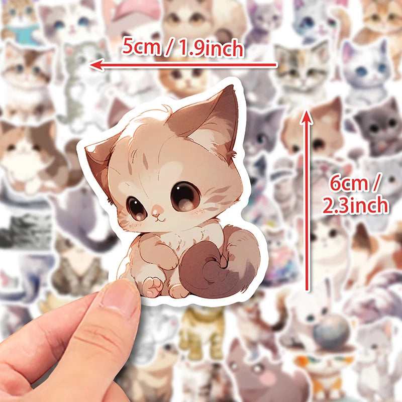 50 pcs Cute/Kawaii Cat Stickers - V8