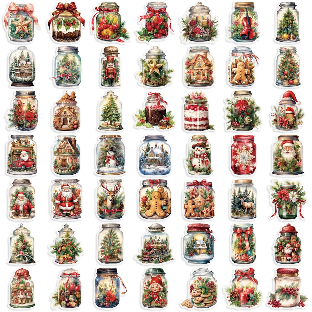 50 pcs Cute/Kawaii Christmas In Bottle Stickers