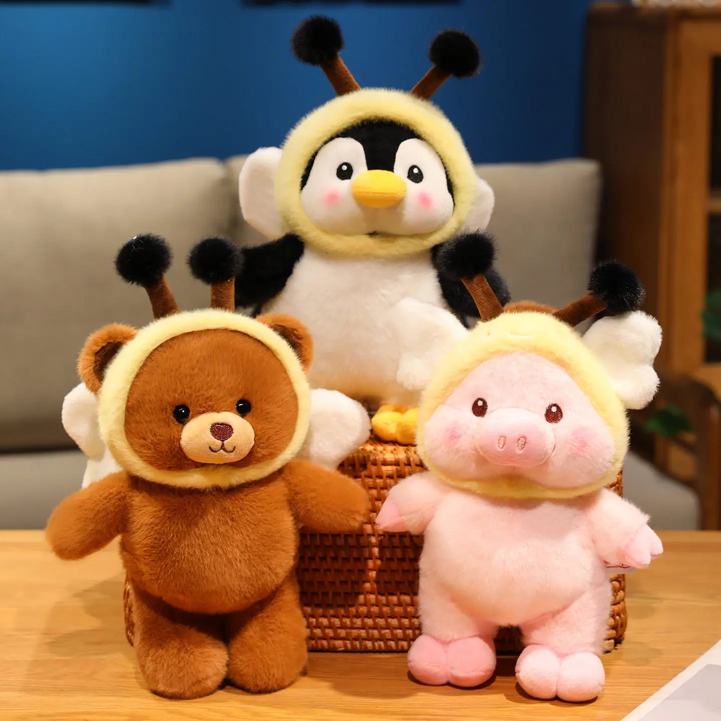 Cute Animal(Bear/Pig/Penguin) With Bee Dress Up Plush Toys 33/43cm