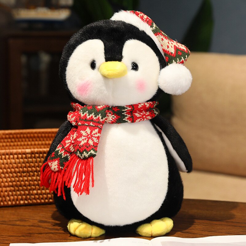 Cute Penguin With Christmas Hat Plush Toys 25/35/45cm - Green/Red