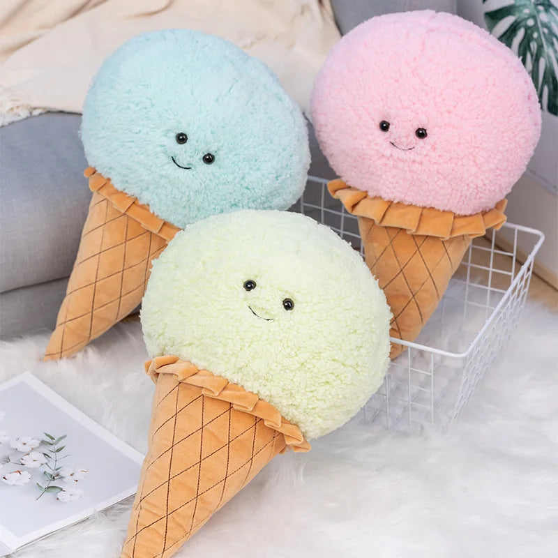 Cute Ice Cream Plush Toys - Blue/Green/Brown/Pink/White