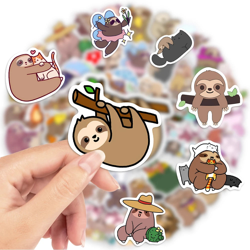 50 pcs Cute/Kawaii Sloth Stickers