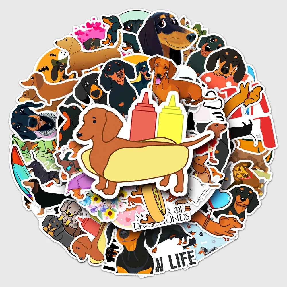 50 pcs Cute/Kawaii Dog (Dachshund) Stickers