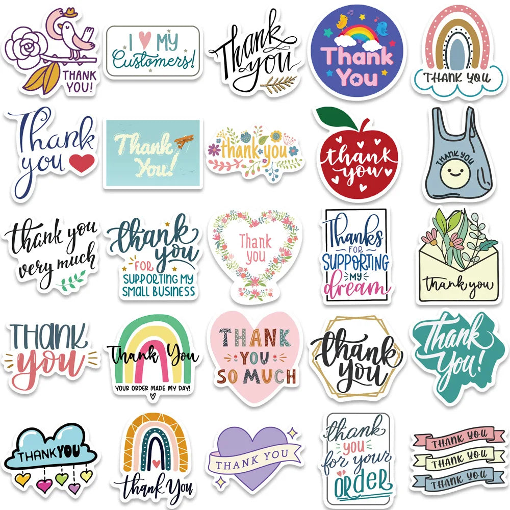 50 pcs Stickers (Thank You) Texts