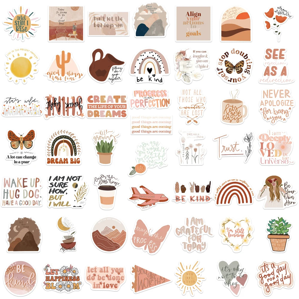 50 pcs Stickers (Inspirational/Motivational) Texts - V2