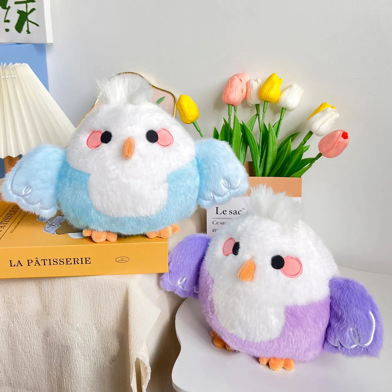 Cute Bird Plush Toys 18cm and Plush Keychains 10cm - Purple/Blue/Green/Black