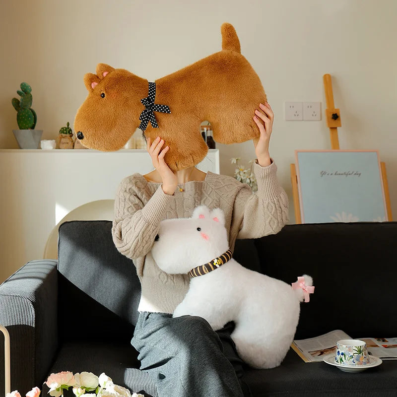 Cute Dog Pillow Plush Toys 50cm - White/Brown