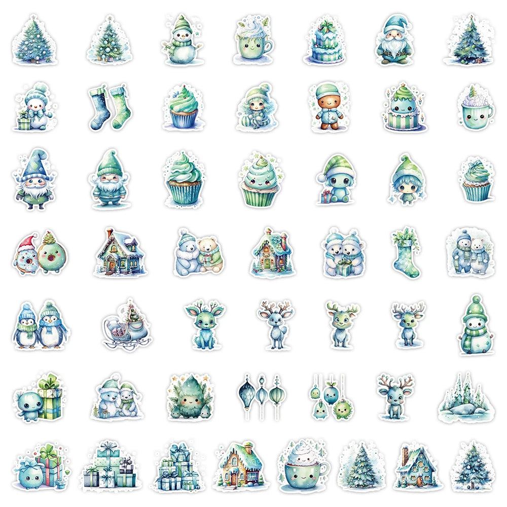 50 pcs Cute/Kawaii  Green Christmas Stickers