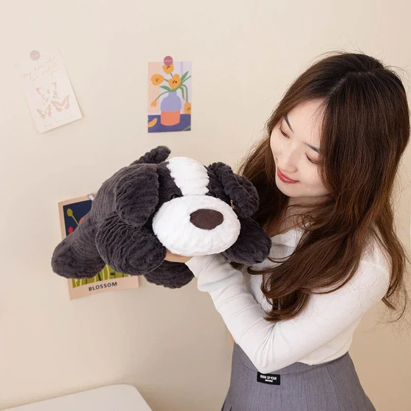 Cute Lying Dog Plush Toys 30/50cm - Black/Brown/Grey