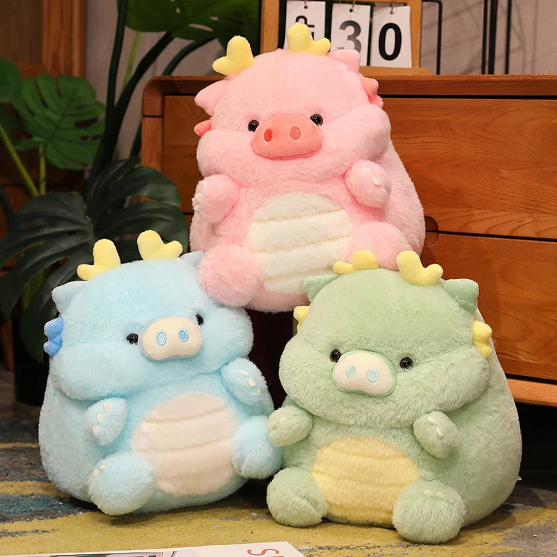 Funny Dragon And Pig Hybrid Plush Toys 30cm - Blue/Green/Pink/White/Yellow/Purple/Brown