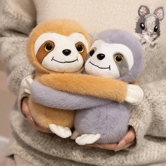 Cute Hugging Brown & Grey Sloths Plush Toys 23cm