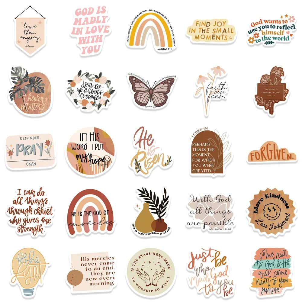 52 pcs (Random) Stickers (Bible Verse/Religious/Christian/Inspirational/Motivational) Texts