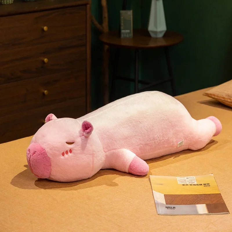 Cute Lying Pink/Brown Capybara Plush Pillow Toys 60/80cm