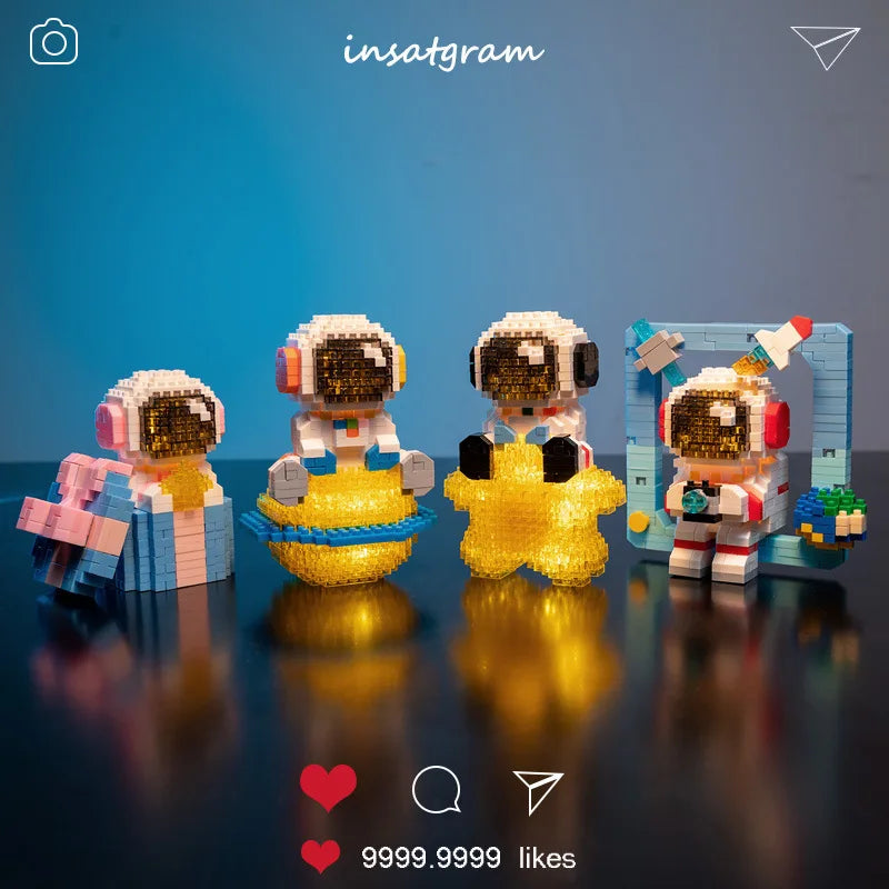 Cute Astronaut With Light Mini Building Blocks - 7 Styles