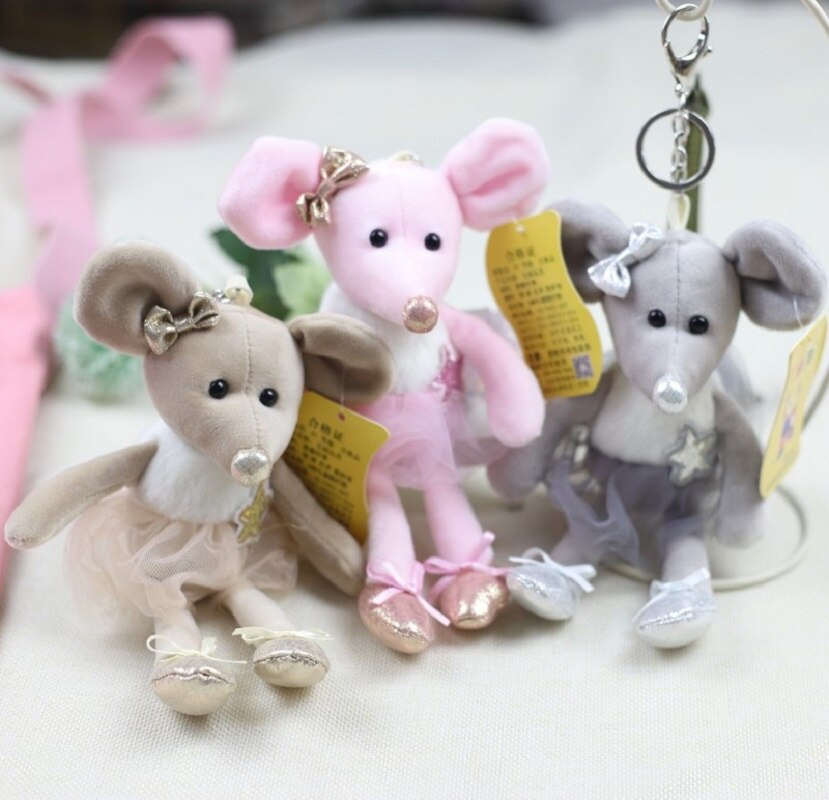 Cute Mouse With Tutu Dress Plush Toys 39cm /Plush Keychains 18cm -Brown/Grey/Pink