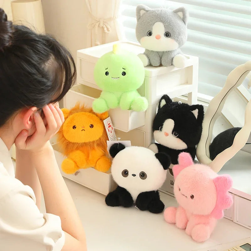 Sitting Animal Plush Toys 14cm - Axolotl/Lion/Cat/Panda/Dinosaur