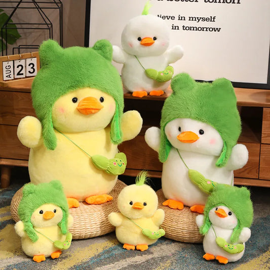 Cute Duck With Green Hat Plush Hats 24/35/50/65cm - Yellow/White