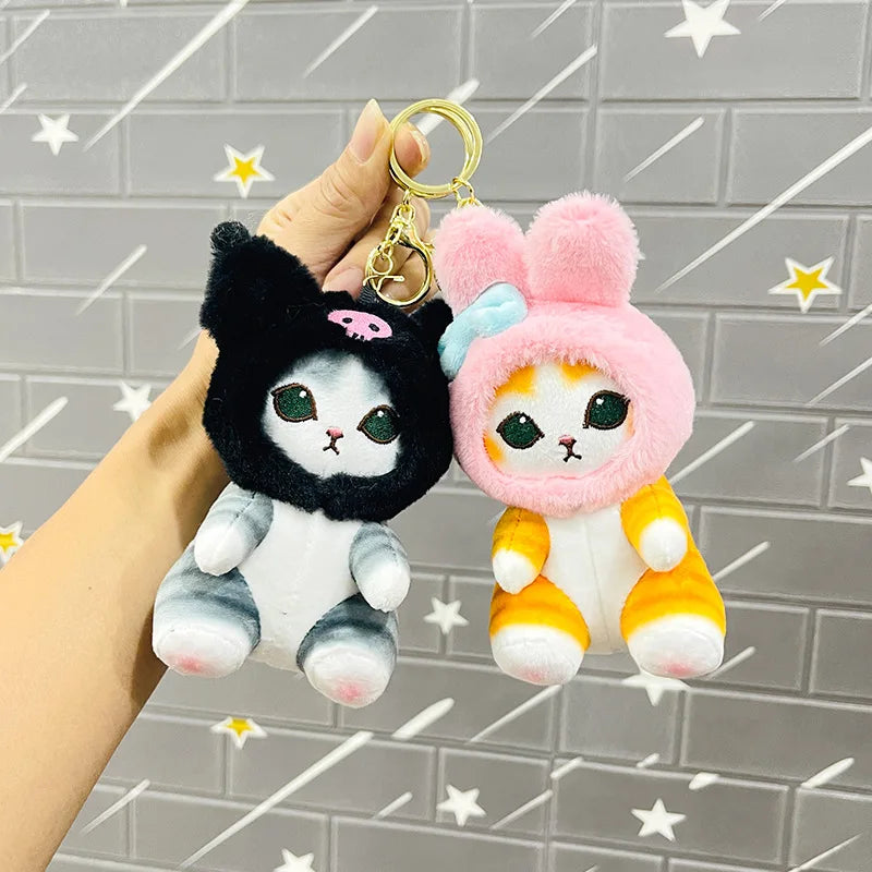 4pcs/set Mofusand Cat With Dress Up Plush Keychains 13cm