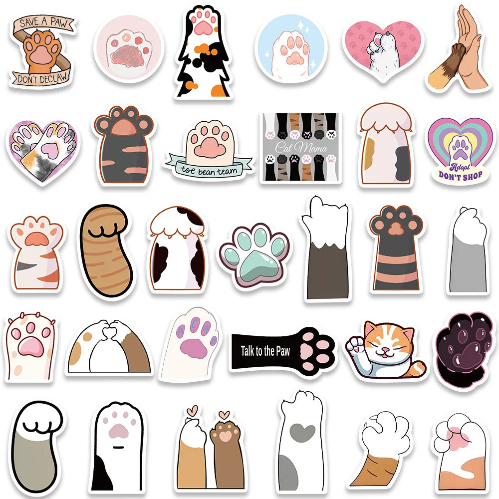 61 pcs Cute/Kawaii Cat Paw Stickers