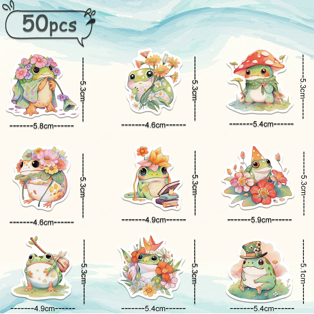 50 pcs Cute/Kawaii Frog Stickers