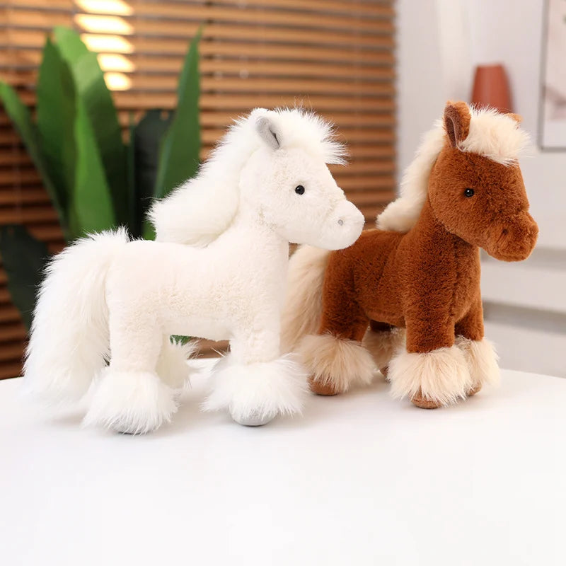  Cute Brown/White Horse Plush Toys 25/30/40cm