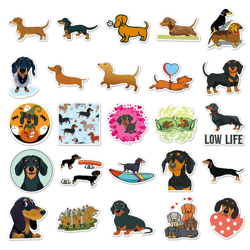 50 pcs Cute/Kawaii Dog (Dachshund) Stickers