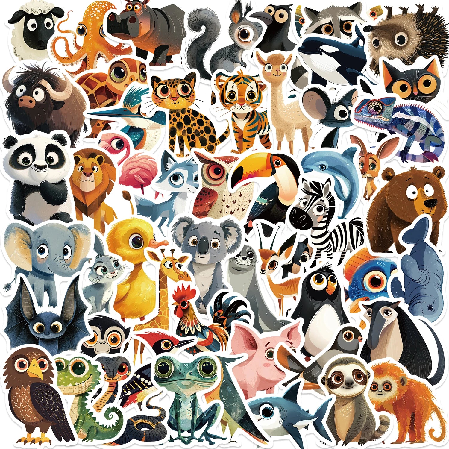 55 pcs Cute/Kawaii Animal Stickers