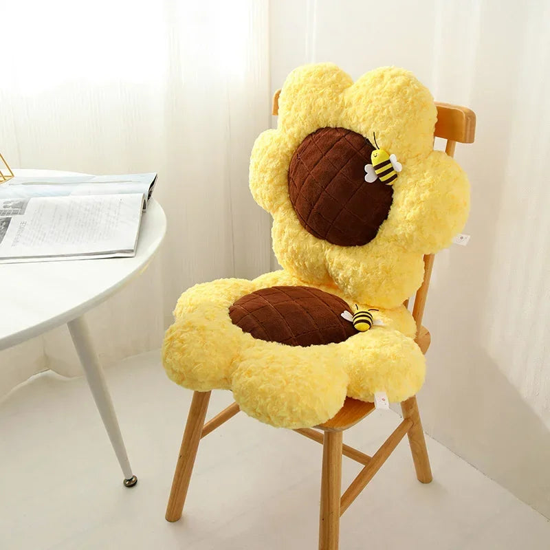 Cute Sunflower With Bee Plush Pillow Toys 50cm