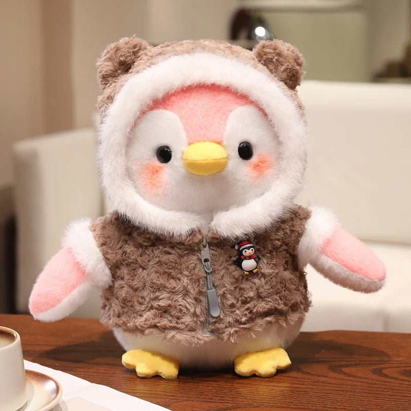 Cute Penguin With Cloth/Scarf Plush Toys 22/30cm - Grey/Pink/Blue/Purple