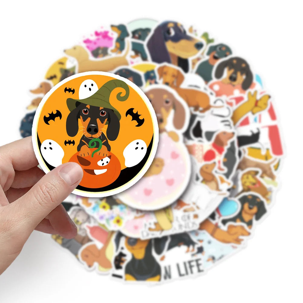 50 pcs Cute/Kawaii Dog (Dachshund) Stickers