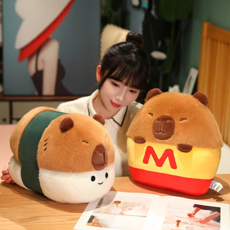 Cute Capybara With Dress Up(Sushi/Chips) Plush Toys 35cm