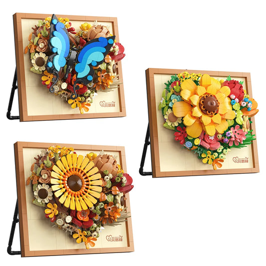 Cute Flowers 3D Picture Frame Mini Building Blocks - 3 Styles