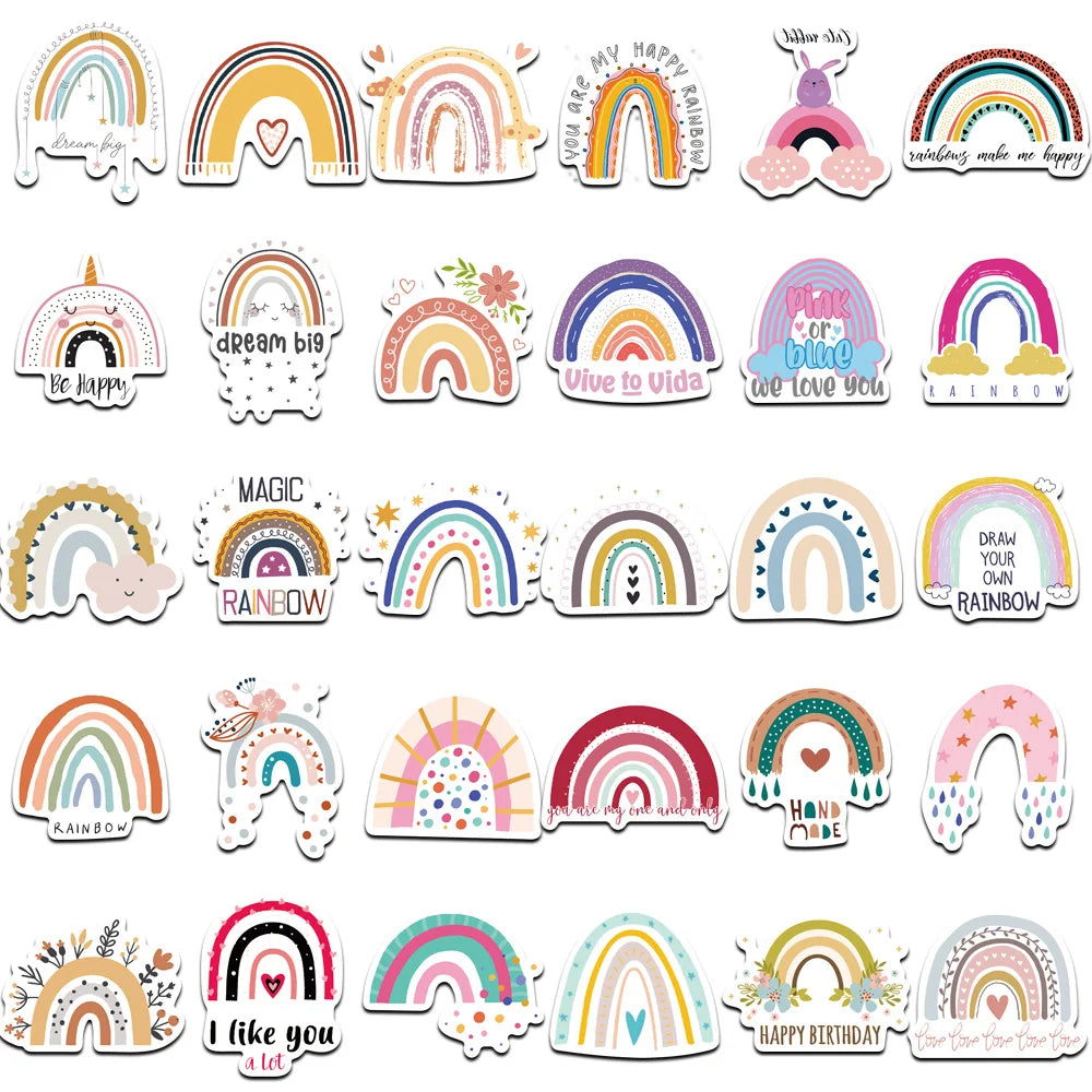 60 pcs Cute/Kawaii Rainbow Stickers