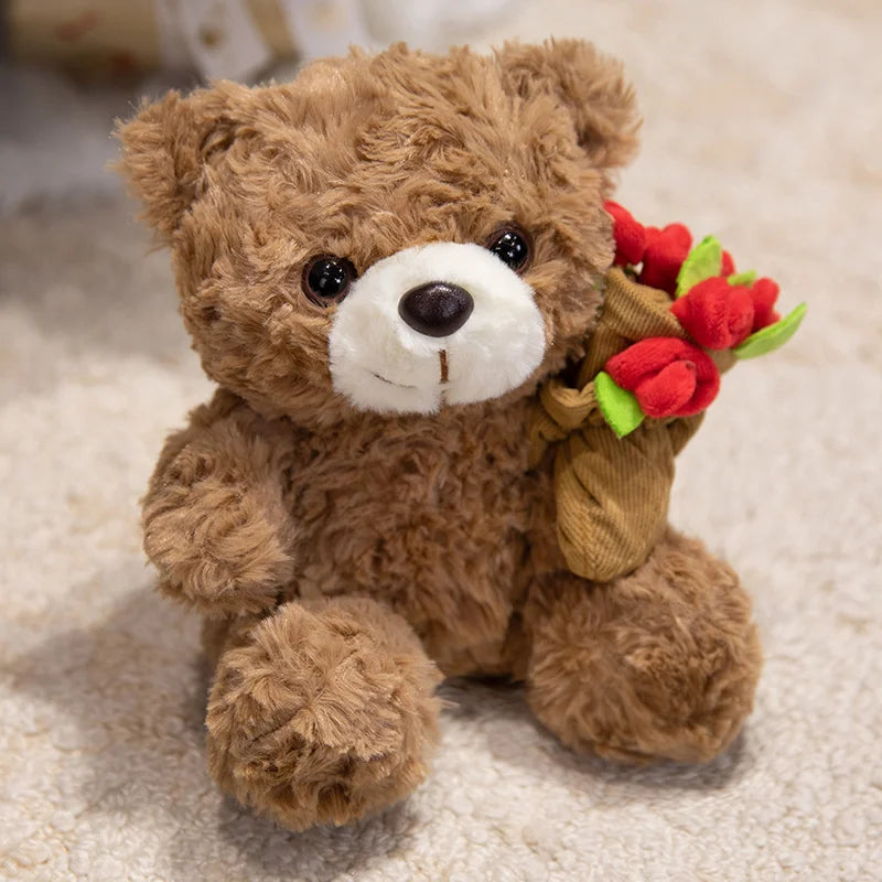 Teddy Bear With Rose/Christmas Hat/Bouquet/Graduation Plush Toys 17cm