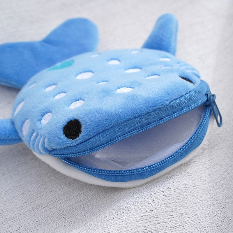 Whale Shark Coin Purse Plush Purse Bags - Grey/Blue