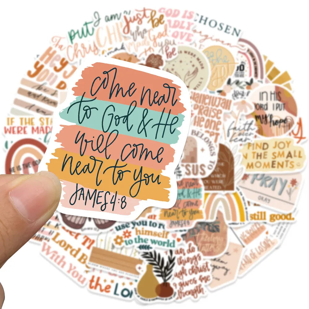 52 pcs (Random) Stickers (Bible Verse/Religious/Christian/Inspirational/Motivational) Texts