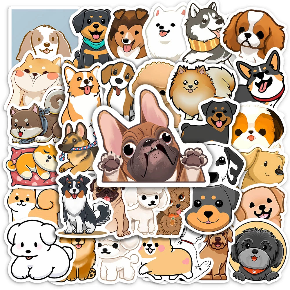 50 pcs Cute/Kawaii Dog/Puppy Stickers - V2