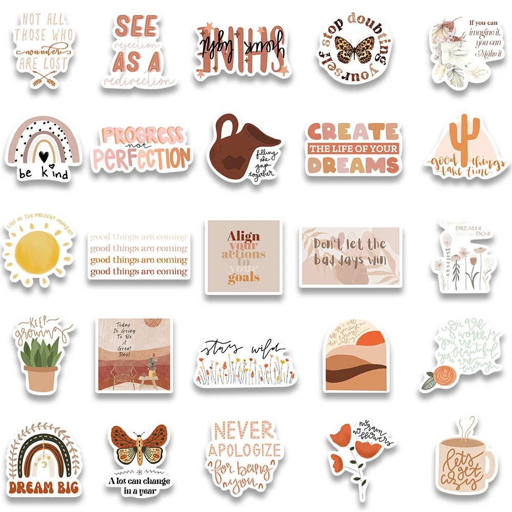 50 pcs Stickers (Inspirational/Motivational) Texts