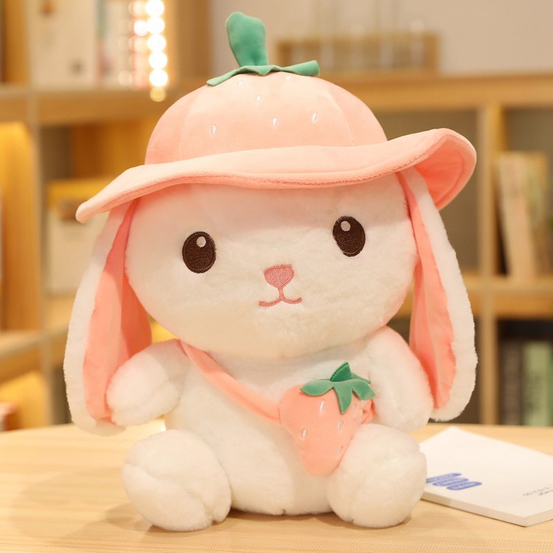 Rabbit With Fruit(Strawberry/Pineapple/Carrot) Bag/Hat Plush Toys 25/35/45cm