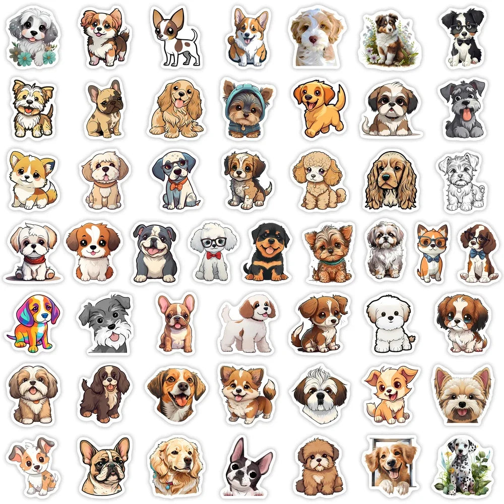 50 pcs Cute/Kawaii Dog/Puppy Stickers - V3