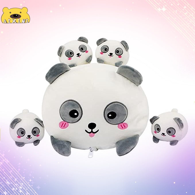 Cat/Bee/Panda Mother With 4 Babies Plush Toys - 5 Choices