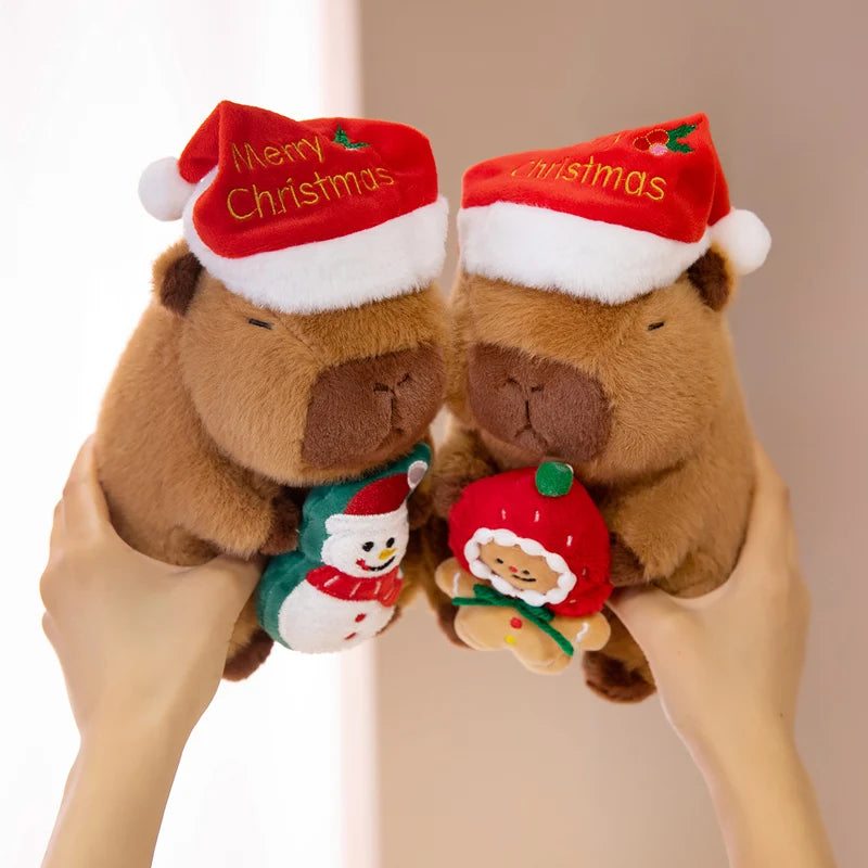 Cute Capybara With Christmas Hat and Decor Plush Toys 20cm