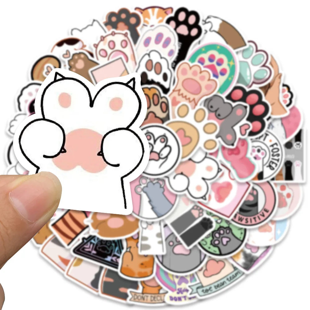 61 pcs Cute/Kawaii Cat Paw Stickers