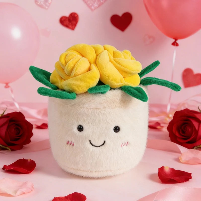 Smiley Potted Rose Plush Toys 20cm - 8 Colours