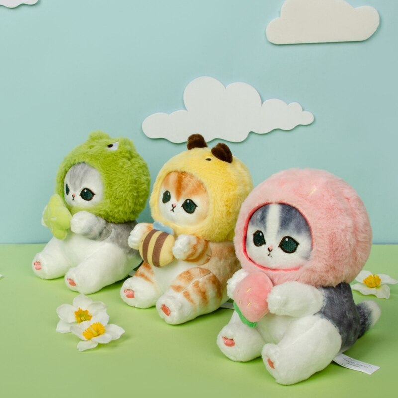 Mofusand Forest Series Cat With (Honeybee/Strawberry/Frog) Plush Toys- 3 styles