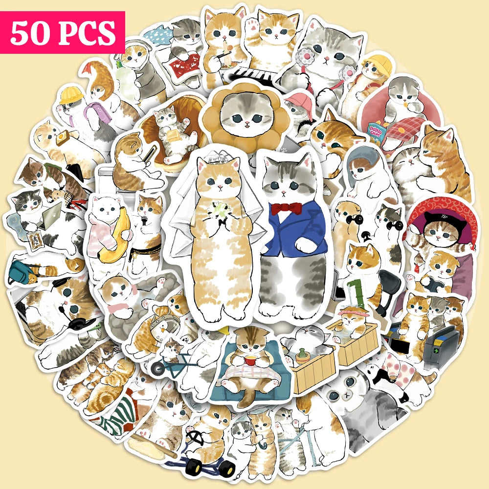 50 pcs Cute/Kawaii Cat Stickers - V6