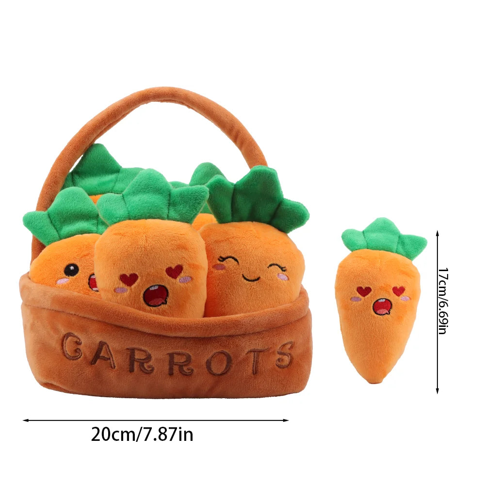 A Basket of 5 pcs Mini Plush Toys - Strawberries/Rabbits/Axolotls/Dinosaurs/Carrots/Ducks/Capybaras/Cats