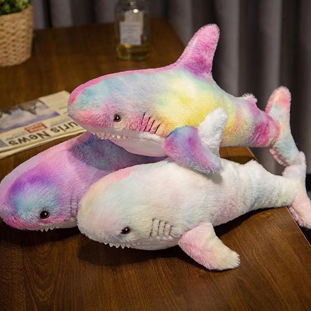 Shark Plush Toys 45/60cm - Multicolour/Rainbow/Grey/Pink/Blue