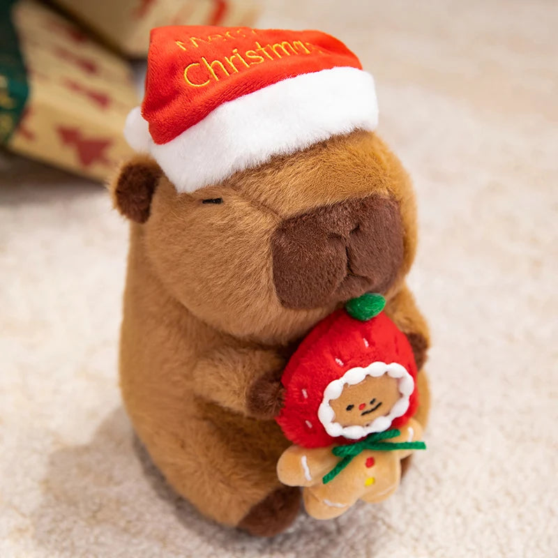 Cute Capybara With Christmas Hat and Decor Plush Toys 20cm